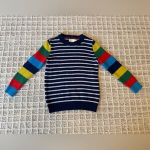 Boden Colourblock Crew Sweater, Navy Multi-colored Striped Knit Size 5-6
